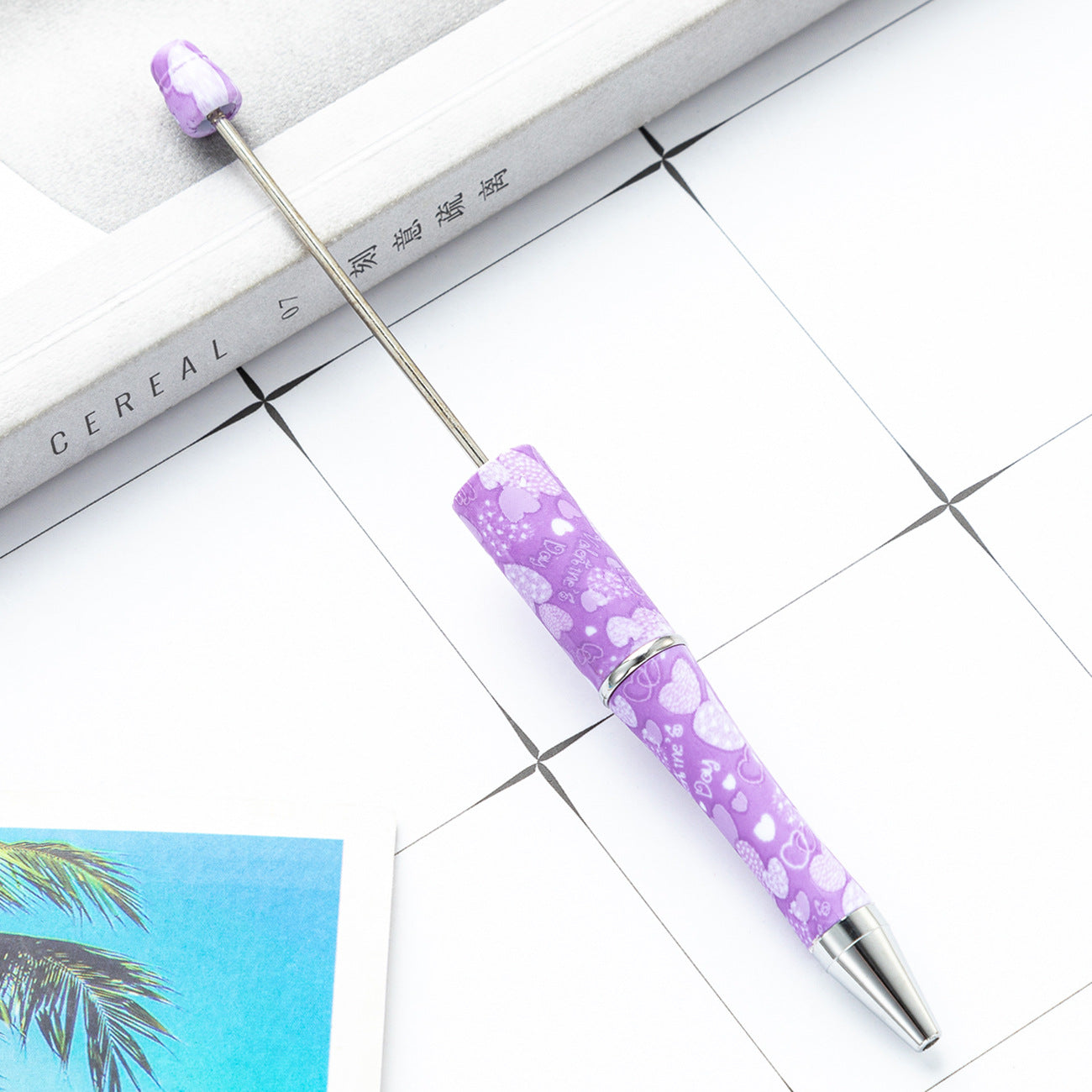 Wholesale Valentine's Day Plastic Beaded Pens DIY Beadable Pens